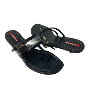 Prada Vintage Leather Kitten Heel Sandals - Size 10